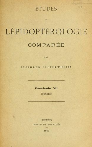 Charles Oberthür - Études de lépidoptérologie comparée