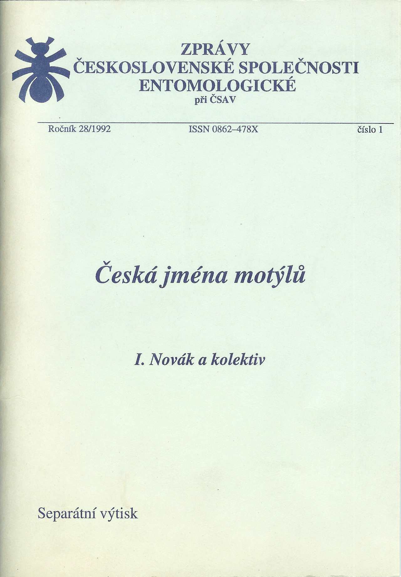 Ivo Novák - Česká jména motýlů