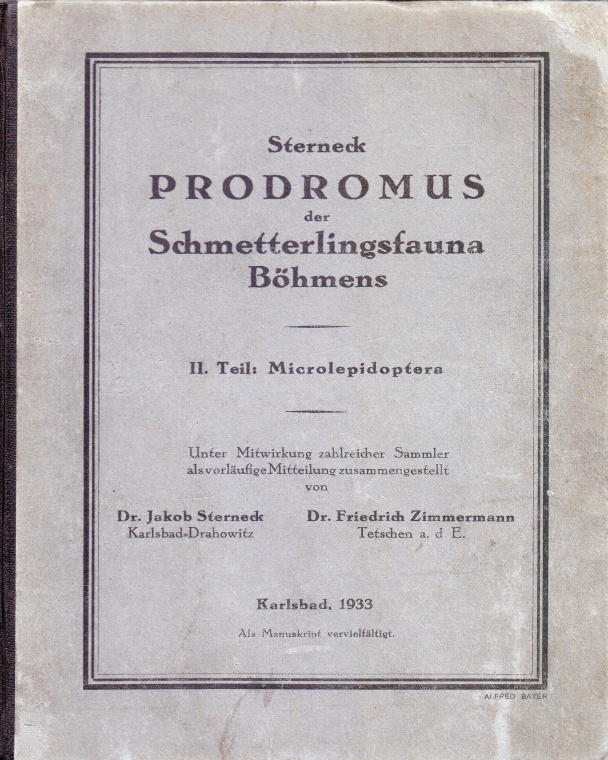 Jacob Sterneck - Prodromus der Schmetterlingsfauna Bohmens (1933)